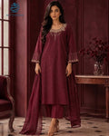 Anaar Zaib | Deep Maroon Tussar Silk 3-Piece image 0