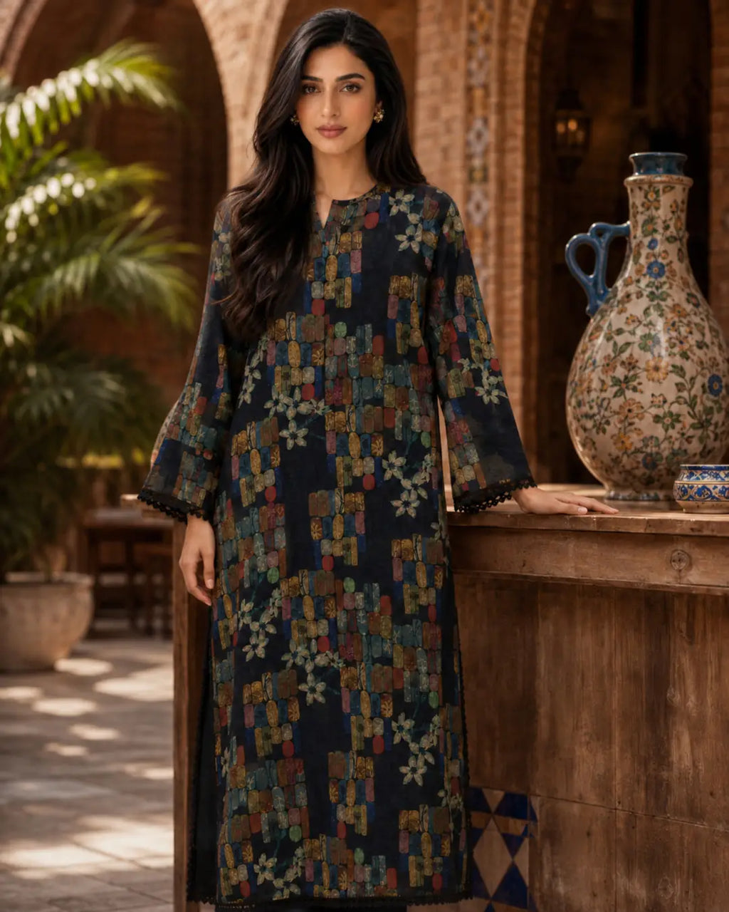 Formal Kaftan Shirt Blue - S image