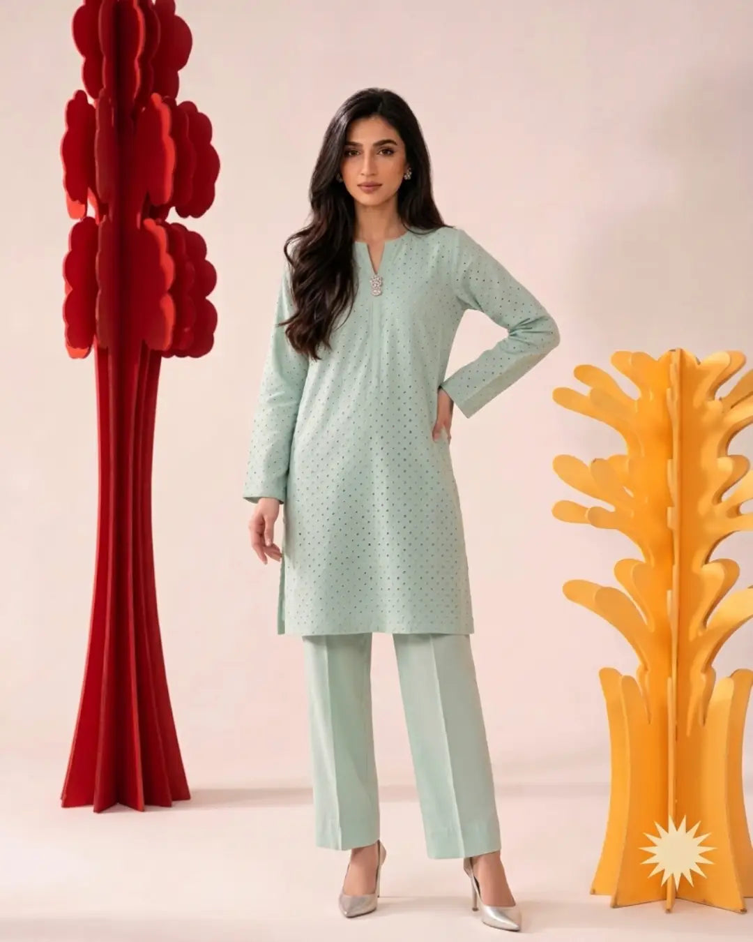 Chickenkari Co-ord Mint Green - S image