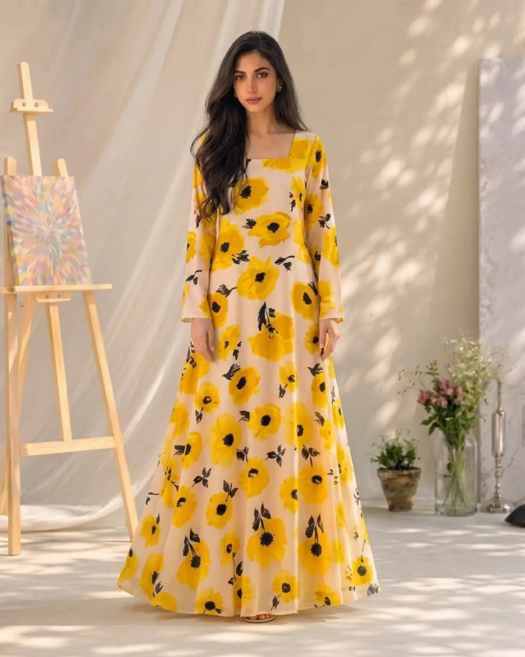 Partywear Frock Yellow - S image