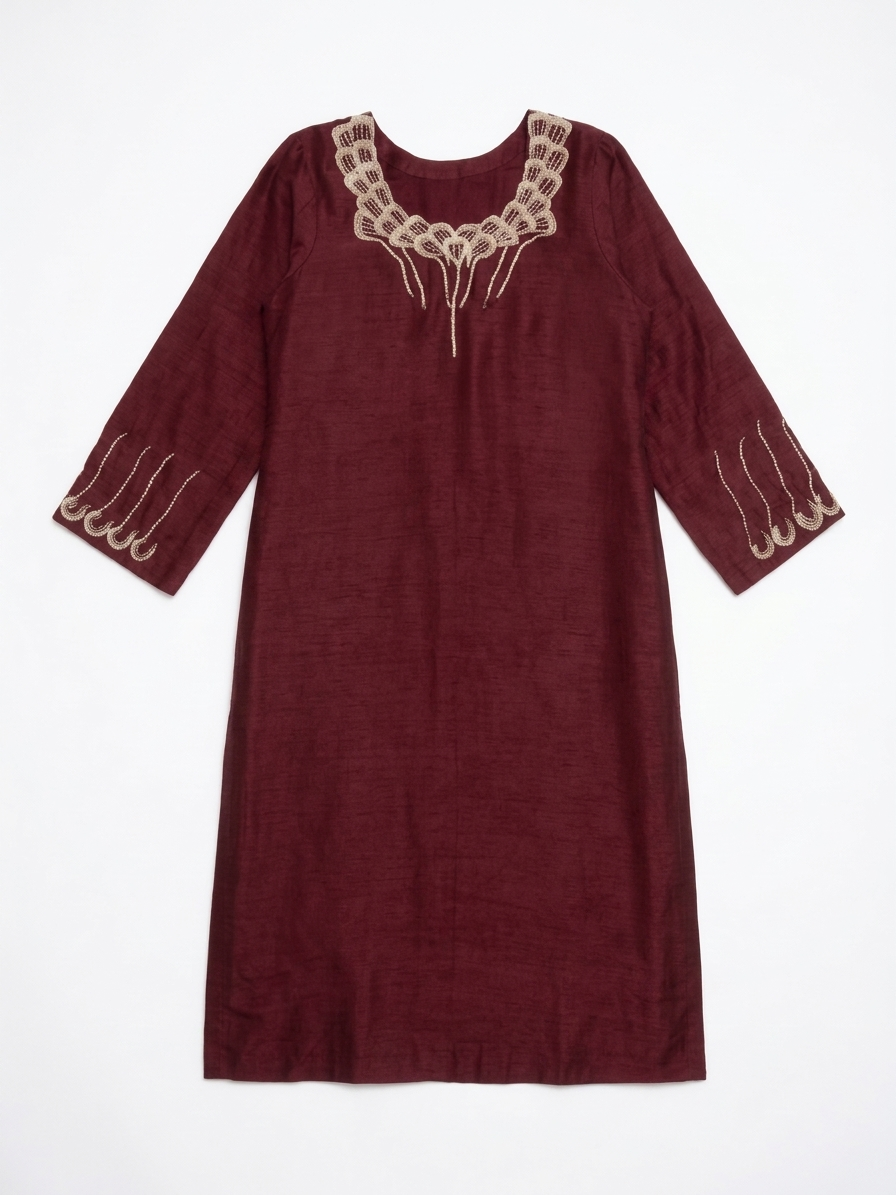 Anaar Zaib | Deep Maroon Tussar Silk 3-Piece image 1