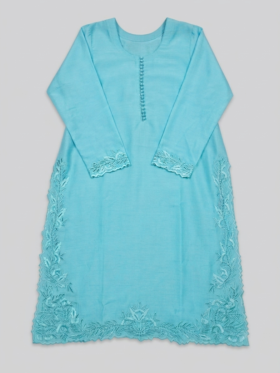 Neelambar | Sky Blue 3-Piece Tussar Silk Suit image 1