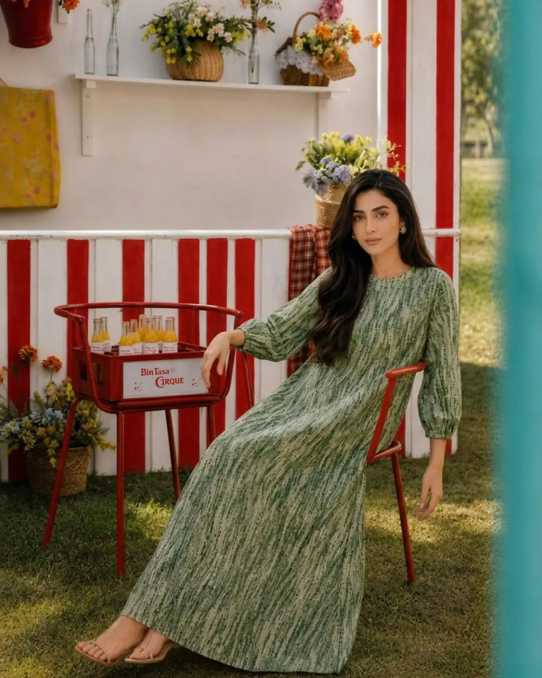 Partywear Dress Green - M image